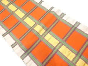 格子模様織出し丸帯